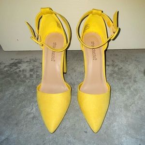 Yellow stiletto heels